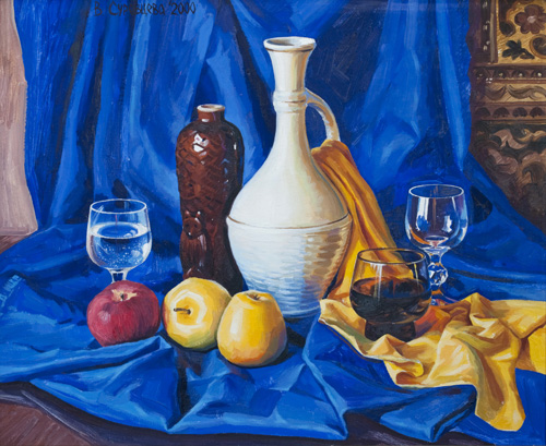 Синий натюрморт. 2000, холст, масло, 50×60
