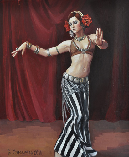 Танцовщица на бордо. 2011, холст, масло, 60×50