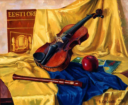 Натюрморт со скрипкой. 1998, холст, масло, 50×60
