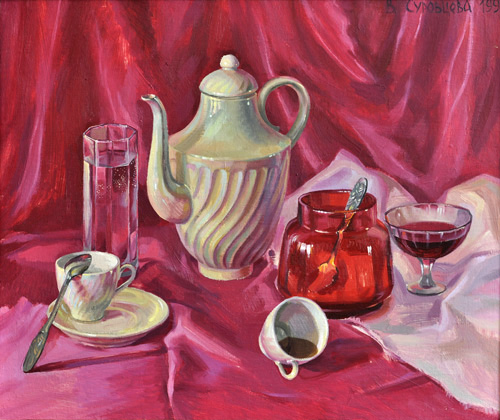 Завтрак на пурпуре. 1997, холст, масло, 50×59